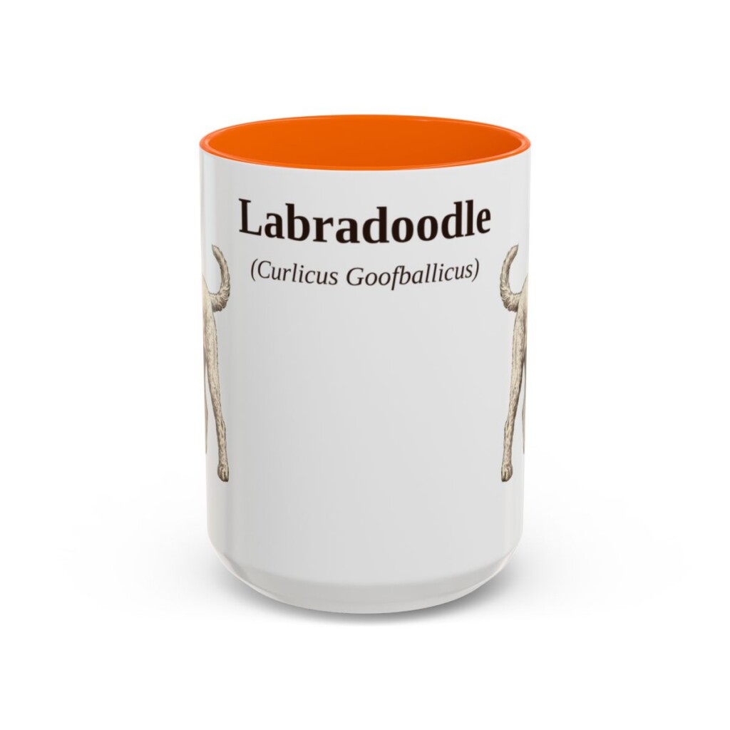 15oz-labradoodle-mug-latin-orange 15oz Labradoodle Latin Mug, Orange, front view