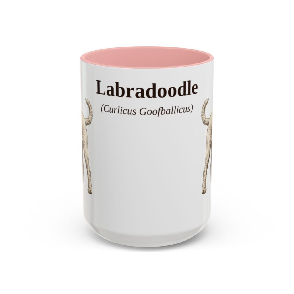 15oz-labradoodle-mug-latin-pink 15oz Labradoodle Latin Mug, Pink, front view