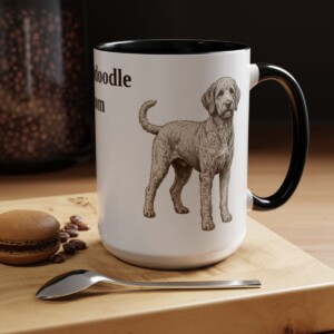 15oz Labradoodle Dog Mom Mug, Black, lifestyle photo