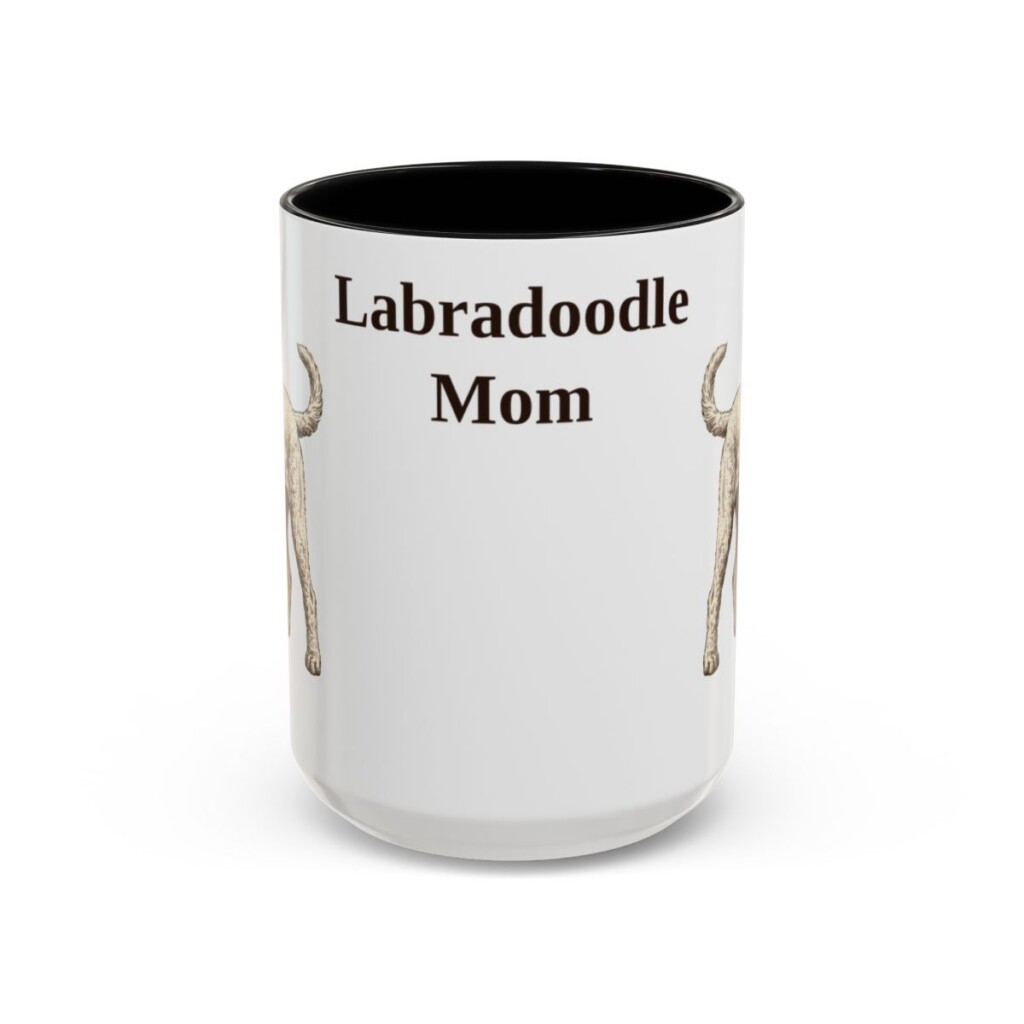 15oz Labradoodle Dog Mom Mug, Black, front view