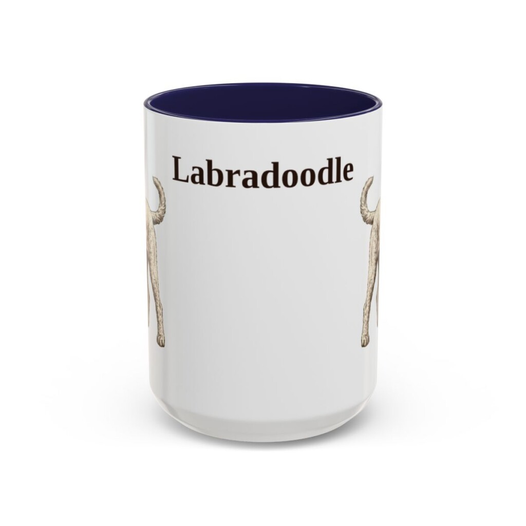 15oz Labradoodle Mug, Navy, front view