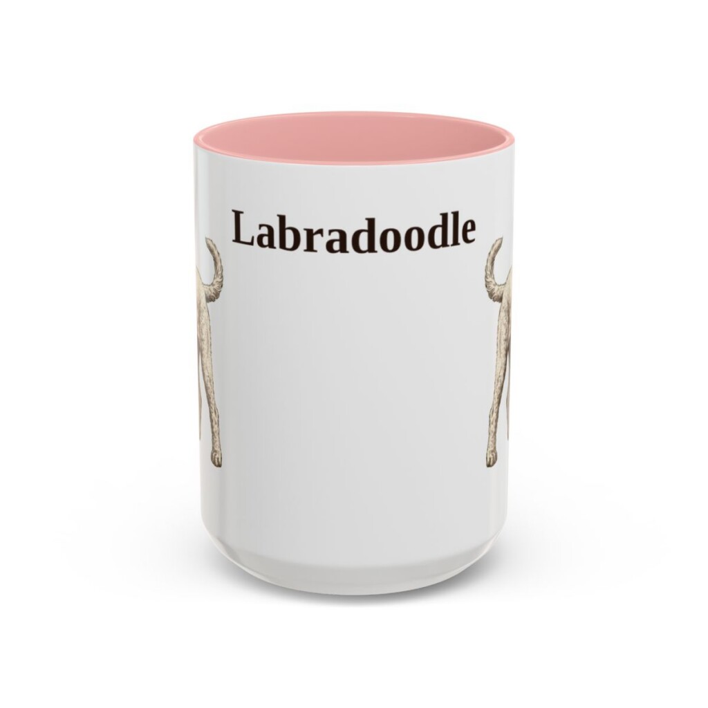 15oz Labradoodle Mug, Pink, front view
