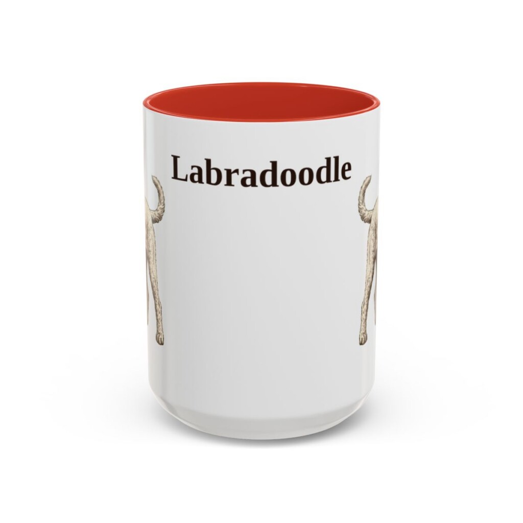 15oz Labradoodle Mug, Red, front view