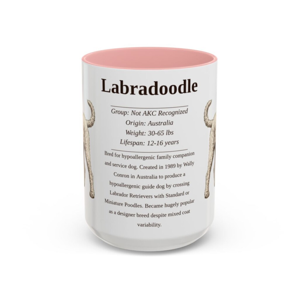 15oz-labradoodle-mug-writeup-pink 15oz Labradoodle Mug, Pink, front view