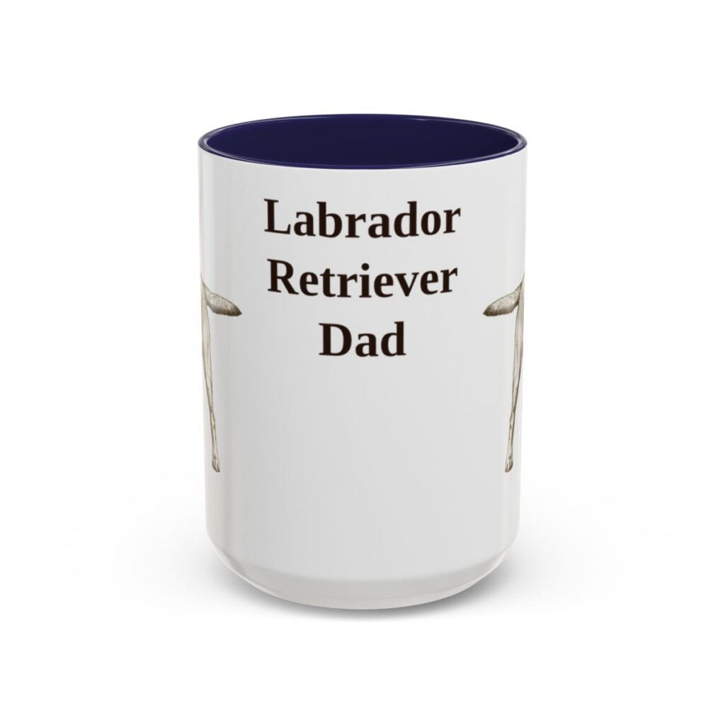 15oz Labrador Retriever Dog Dad Mug, Navy, front view