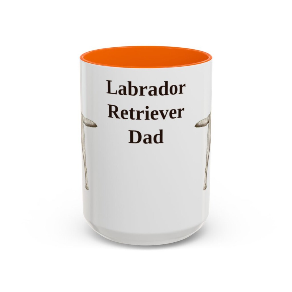 15oz Labrador Retriever Dog Dad Mug, Orange, front view