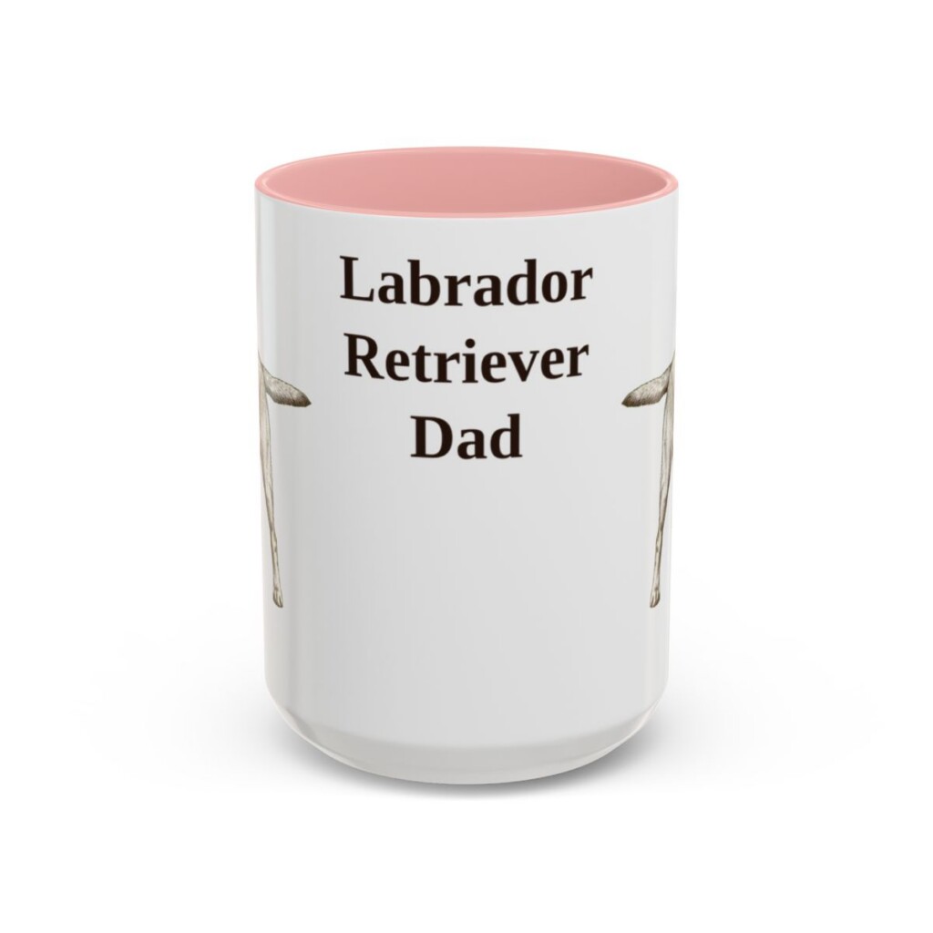 15oz Labrador Retriever Dog Dad Mug, Pink, front view
