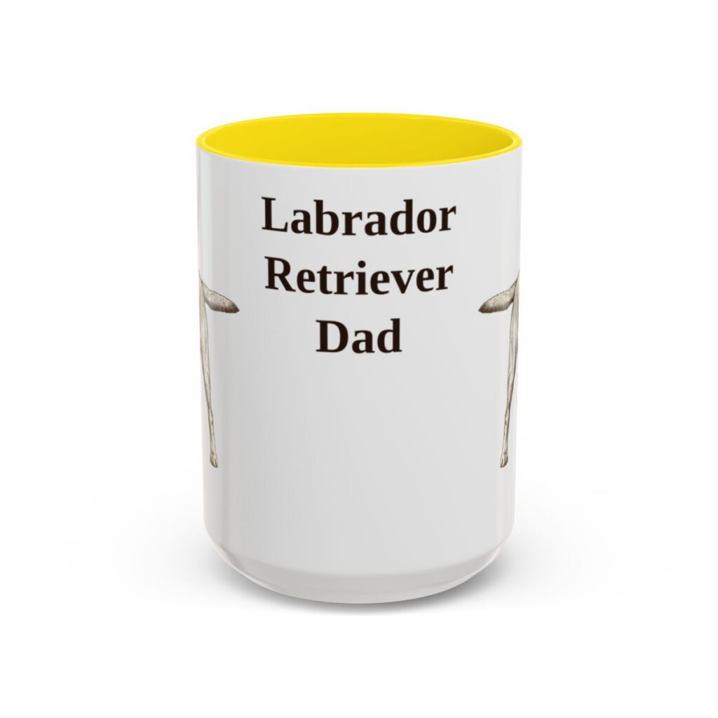 15oz Labrador Retriever Dog Dad Mug, Yellow, front view