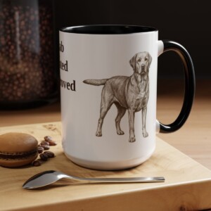 15oz Funny Labrador Retriever Mug, Black, lifestyle photo