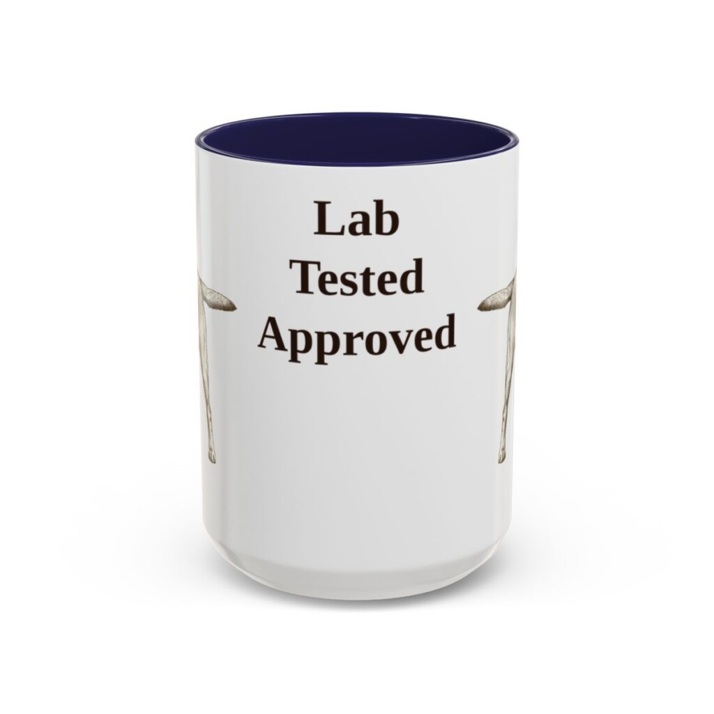 15oz-labrador-retriever-mug-humor-navy 15oz Funny Labrador Retriever Mug, Navy, front view