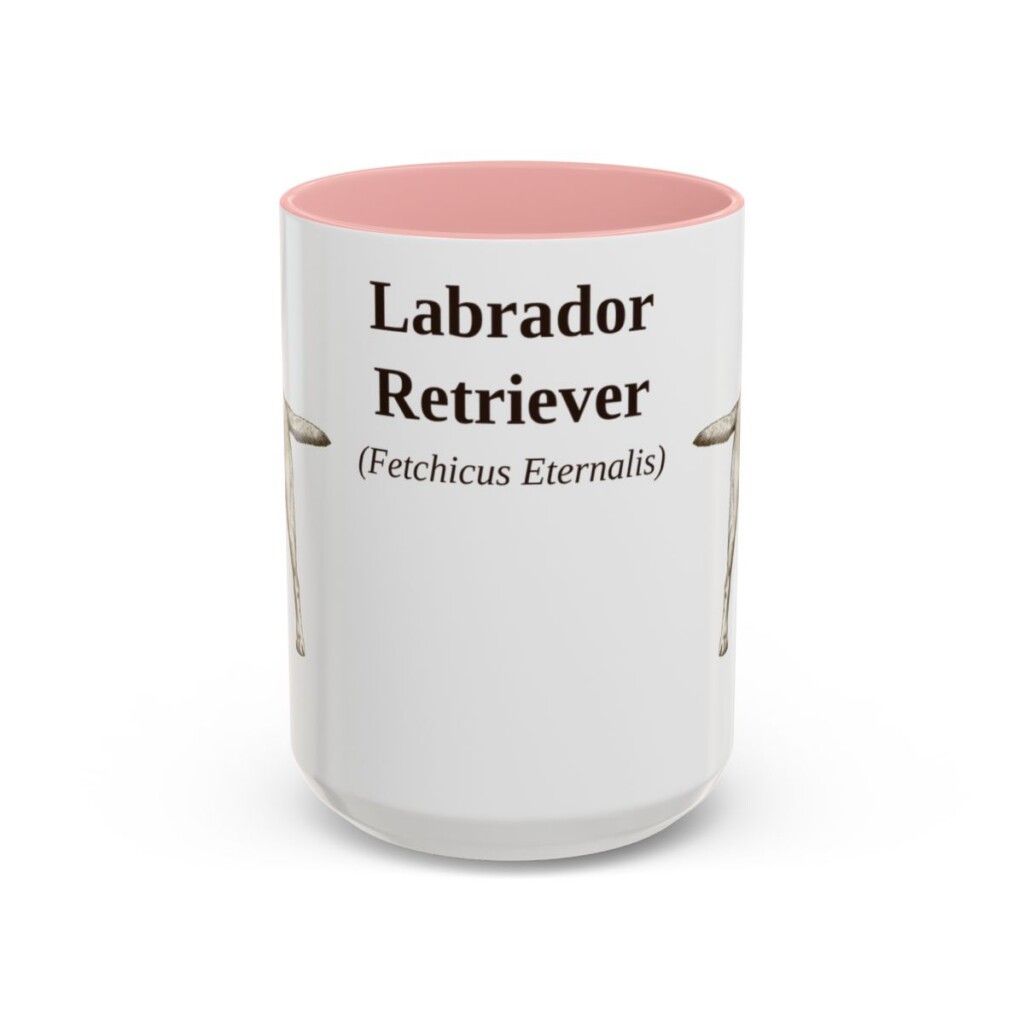 15oz Labrador Retriever Latin Mug, Pink, front view
