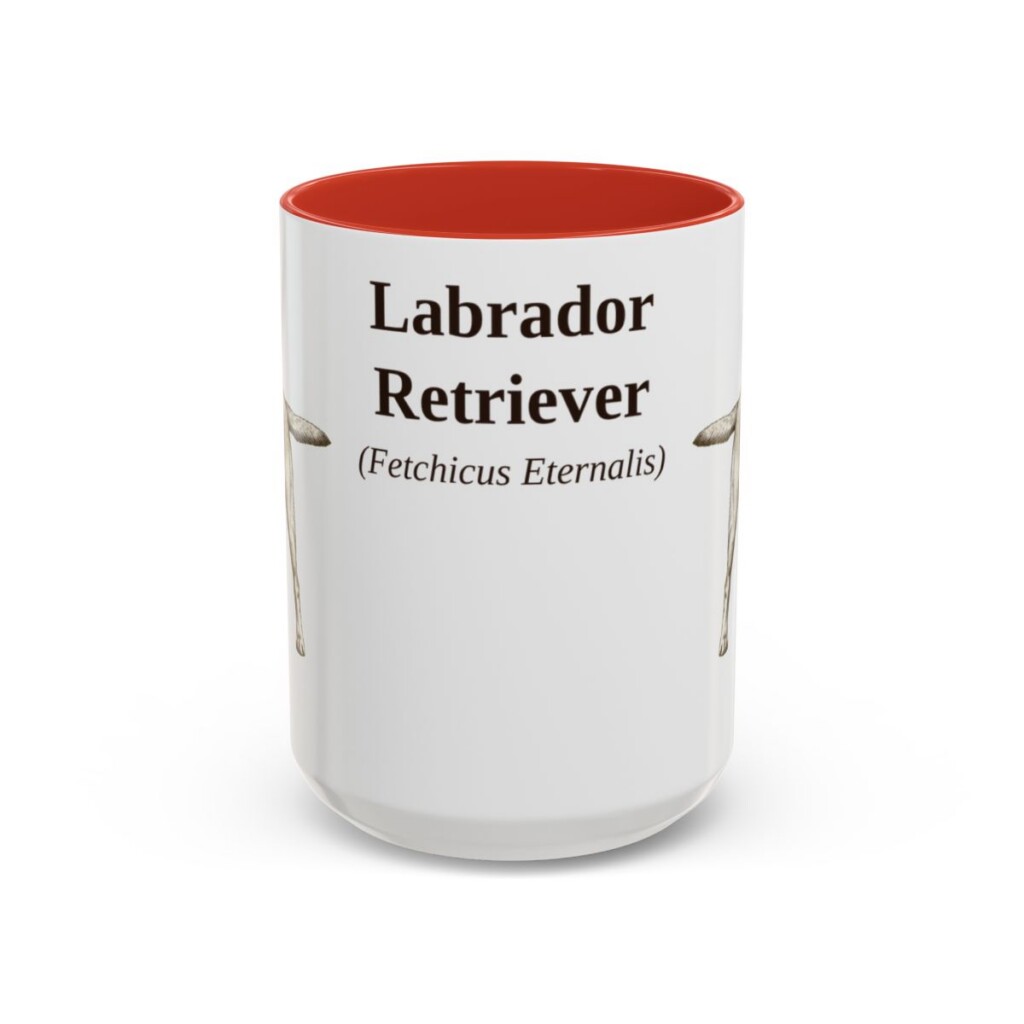 15oz Labrador Retriever Latin Mug, Red, front view