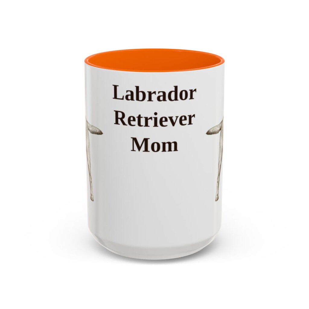 15oz-labrador-retriever-mug-mom-orange 15oz Labrador Retriever Dog Mom Mug, Orange, front view