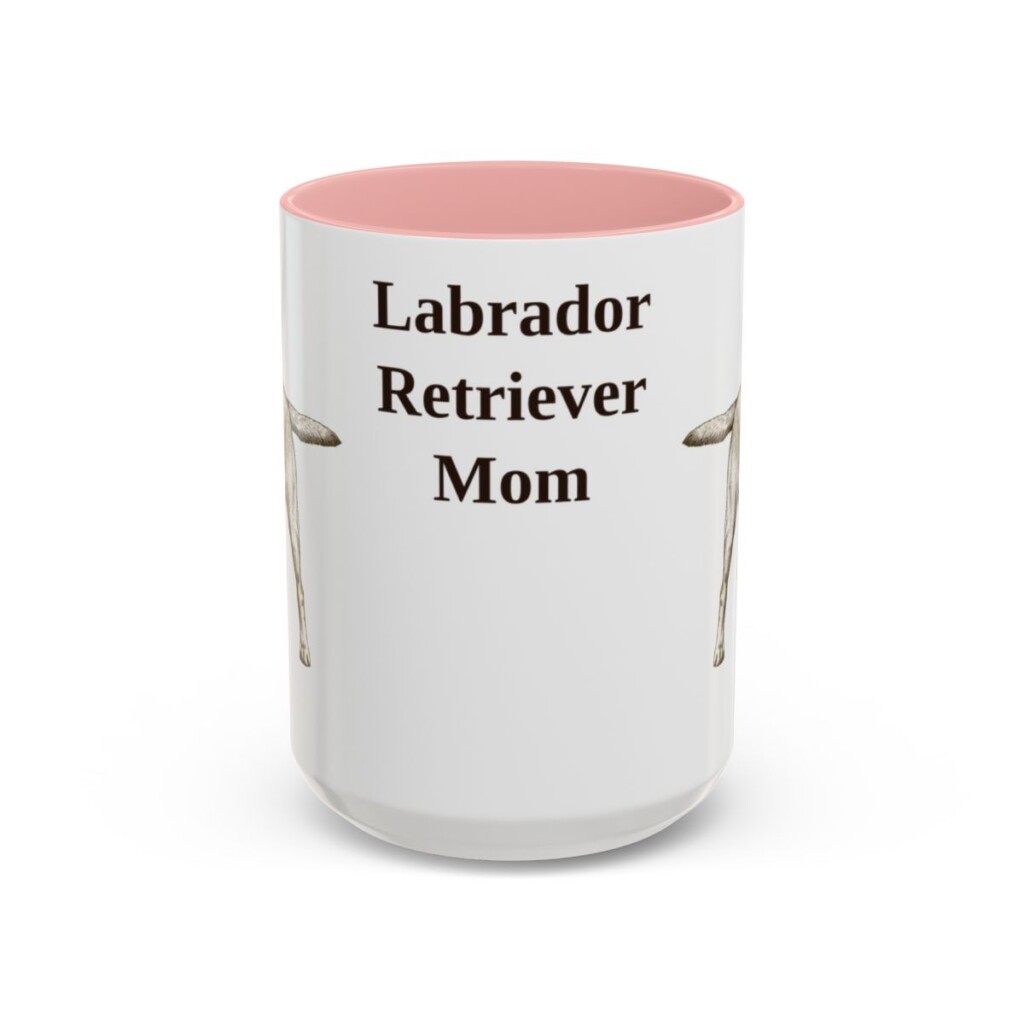 15oz-labrador-retriever-mug-mom-pink 15oz Labrador Retriever Dog Mom Mug, Pink, front view