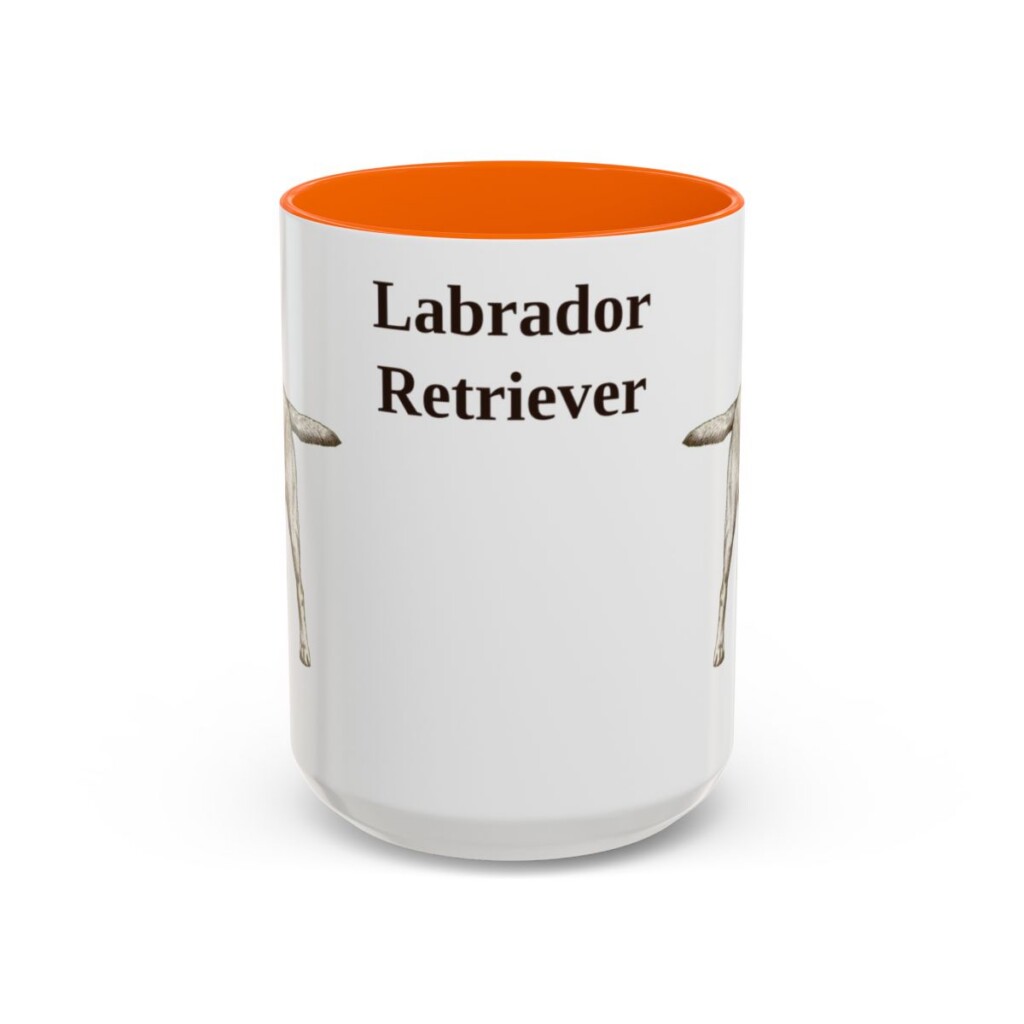 15oz Labrador Retriever Mug, Orange, front view