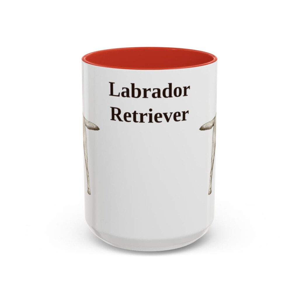 15oz Labrador Retriever Mug, Red, front view