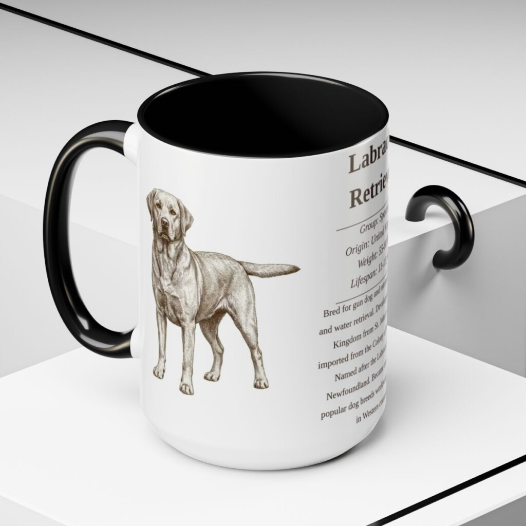 15oz-labrador-retriever-mug-writeup-black-context-2 15oz Labrador Retriever Mug, Black, lifestyle photo