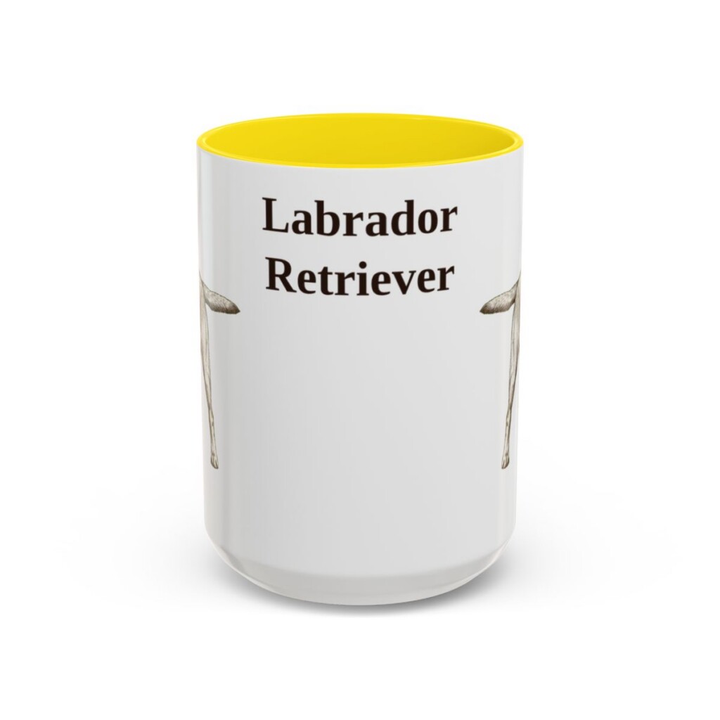 15oz Labrador Retriever Mug, Yellow, front view