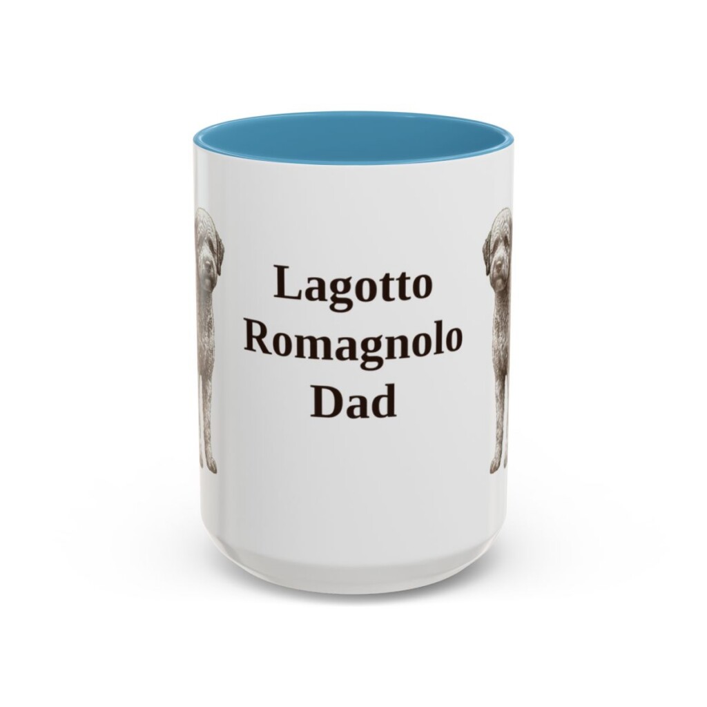 15oz Lagotto Romagnolo Dog Dad Mug, Light Blue, front view