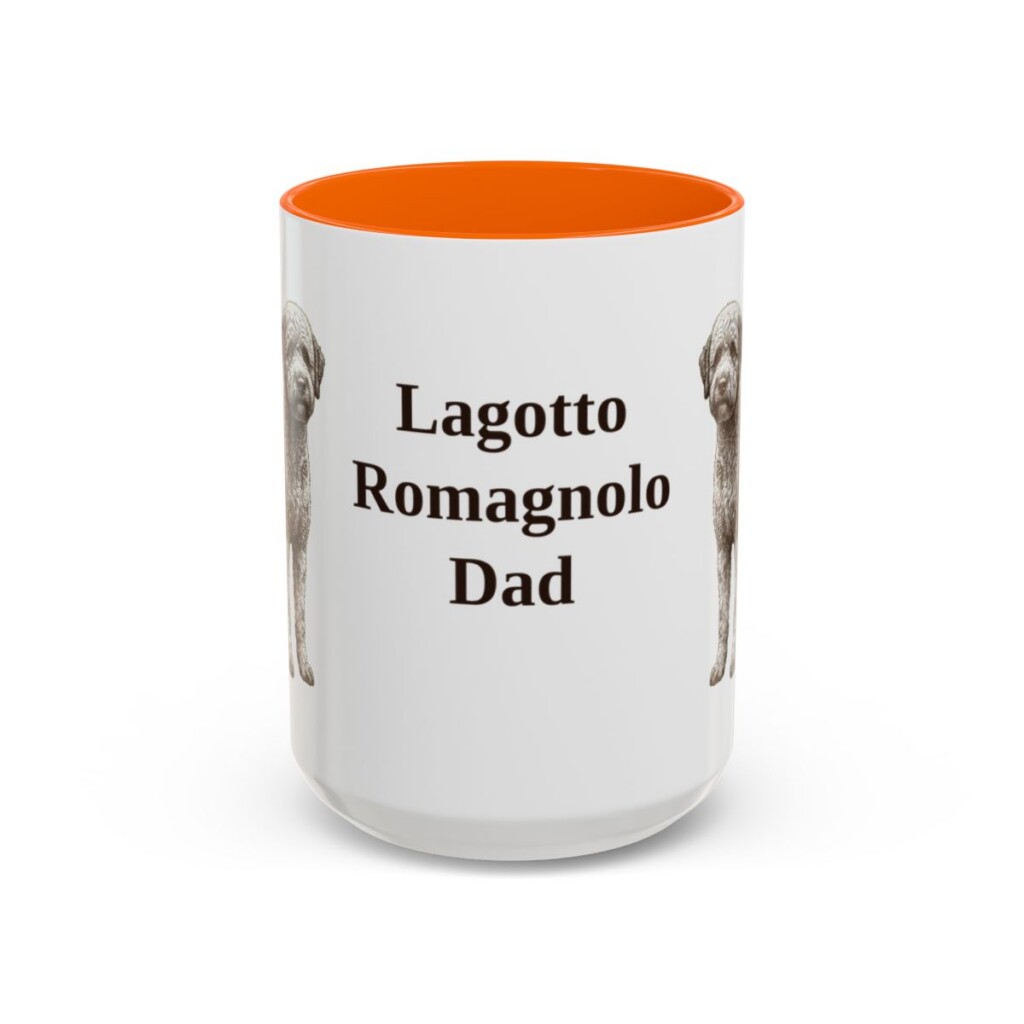 15oz Lagotto Romagnolo Dog Dad Mug, Orange, front view