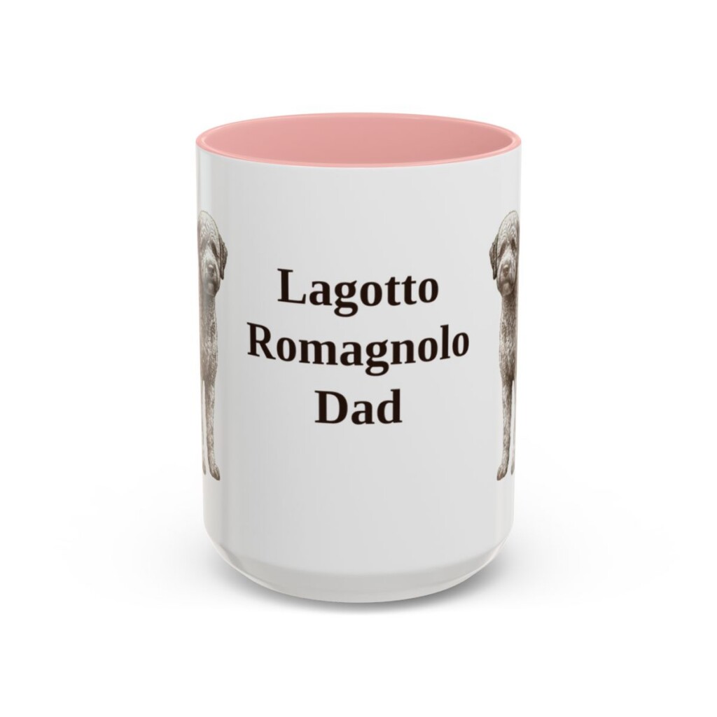 15oz Lagotto Romagnolo Dog Dad Mug, Pink, front view