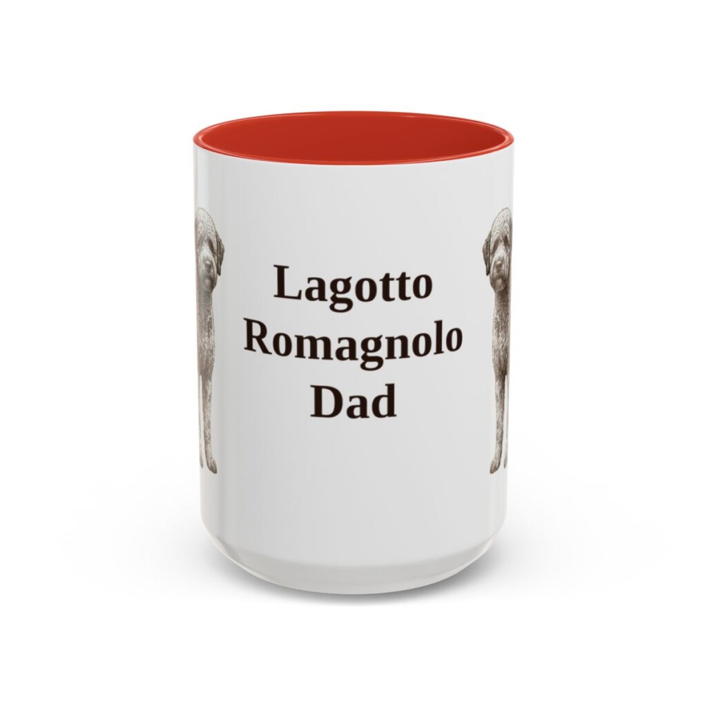 15oz Lagotto Romagnolo Dog Dad Mug, Red, front view