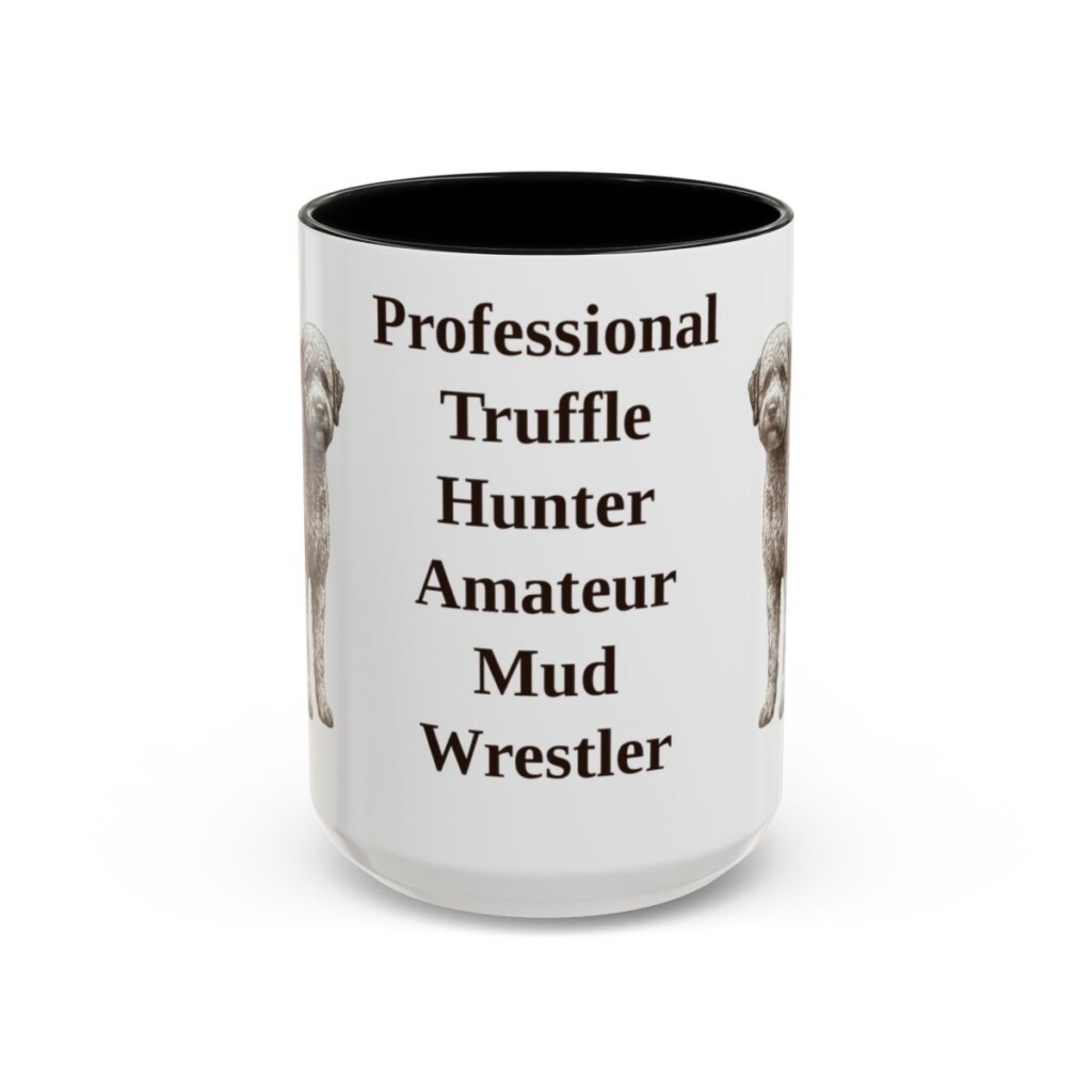 15oz Funny Lagotto Romagnolo Mug, Black, front view