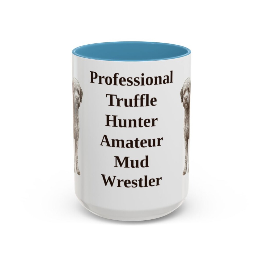 15oz Funny Lagotto Romagnolo Mug, Light Blue, front view