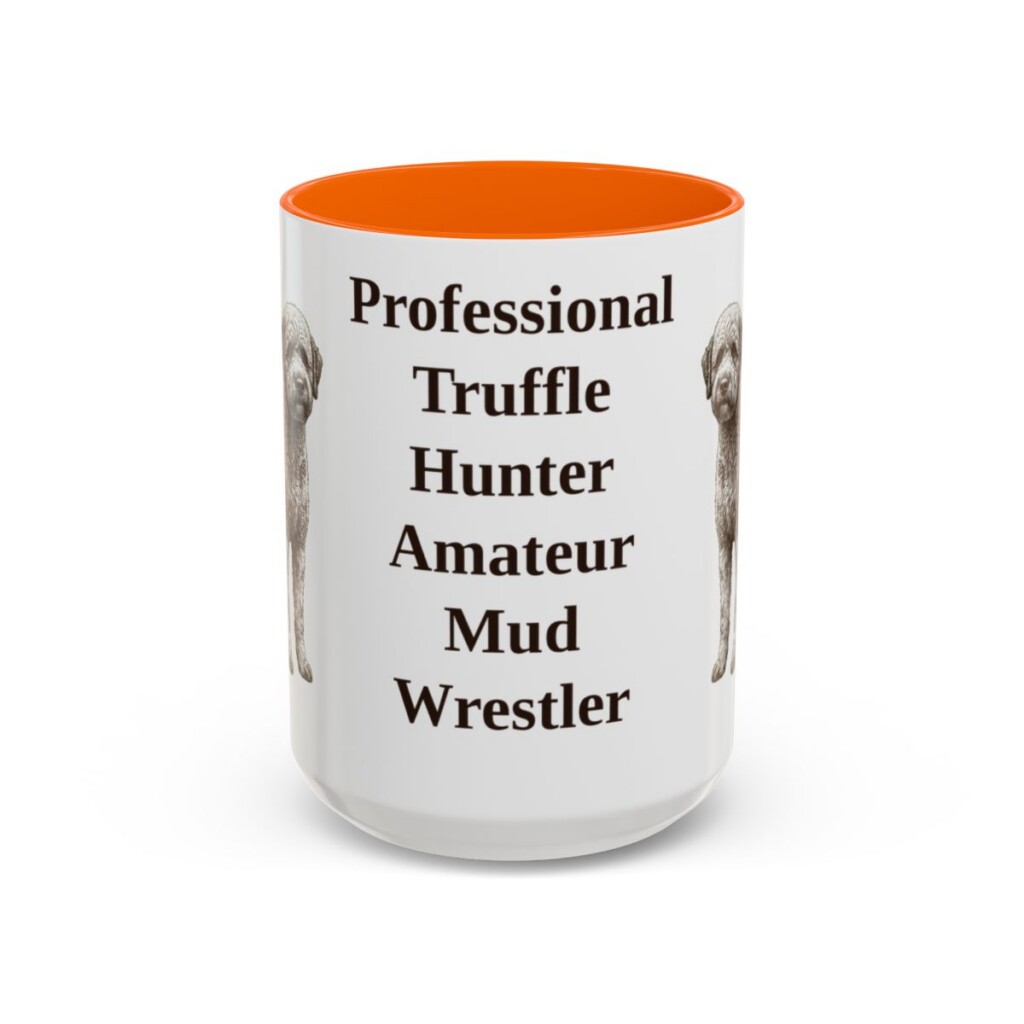 15oz Funny Lagotto Romagnolo Mug, Orange, front view