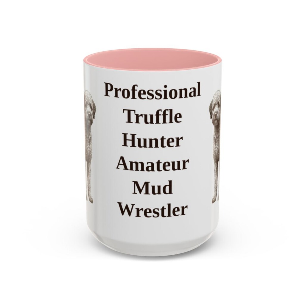 15oz Funny Lagotto Romagnolo Mug, Pink, front view