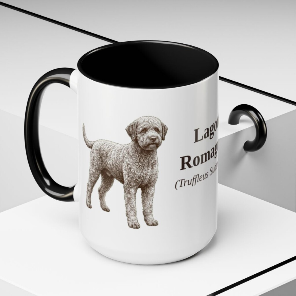 15oz-lagotto-romagnolo-mug-latin-black-context-2 15oz Lagotto Romagnolo Latin Mug, Black, lifestyle photo