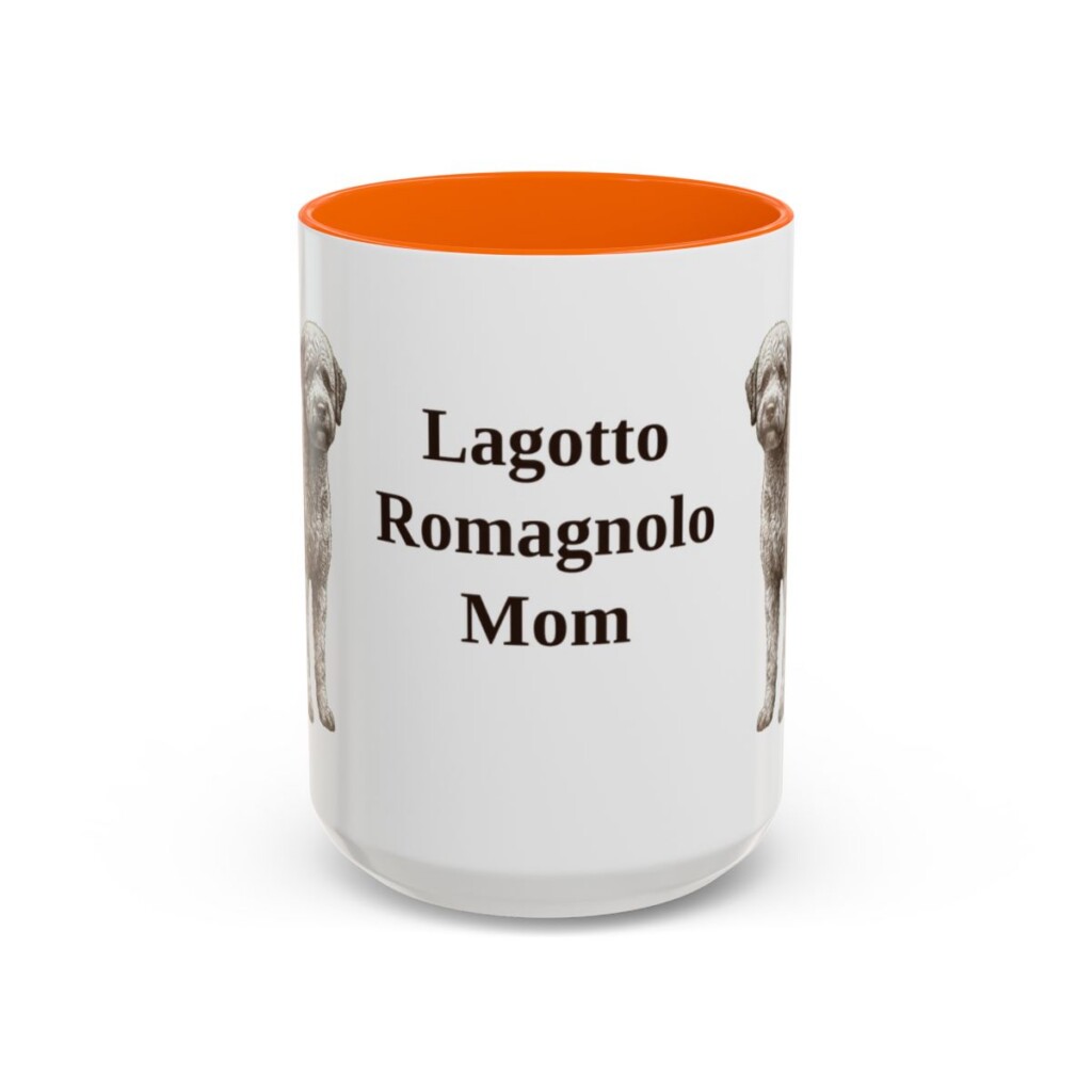 15oz-lagotto-romagnolo-mug-mom-orange 15oz Lagotto Romagnolo Dog Mom Mug, Orange, front view