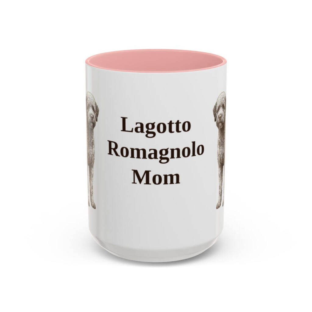 15oz-lagotto-romagnolo-mug-mom-pink 15oz Lagotto Romagnolo Dog Mom Mug, Pink, front view