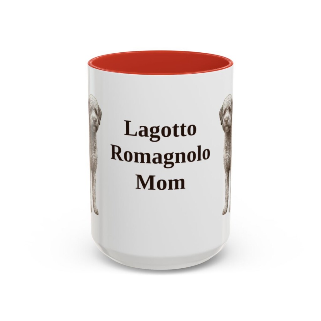 15oz-lagotto-romagnolo-mug-mom-red 15oz Lagotto Romagnolo Dog Mom Mug, Red, front view