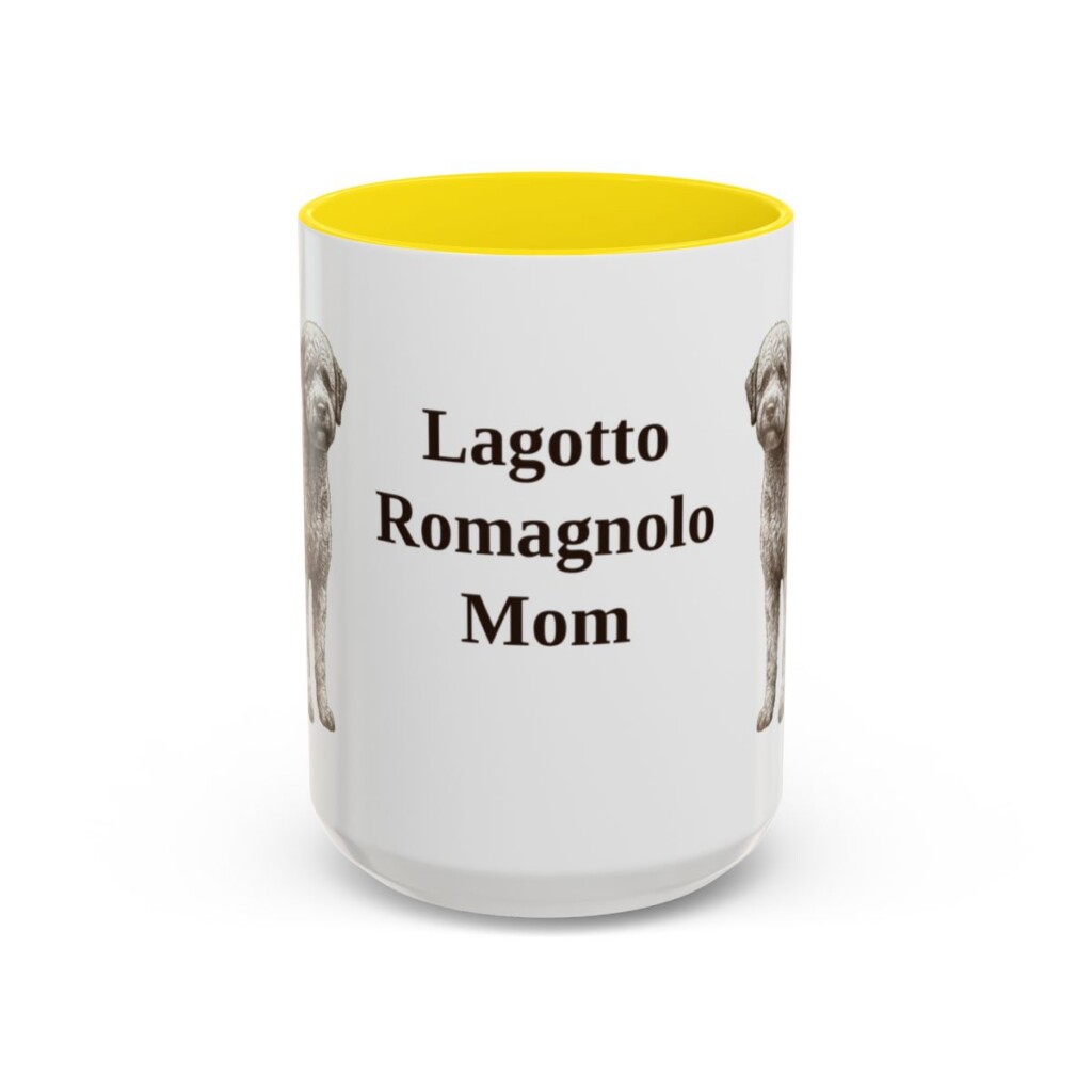 15oz-lagotto-romagnolo-mug-mom-yellow 15oz Lagotto Romagnolo Dog Mom Mug, Yellow, front view