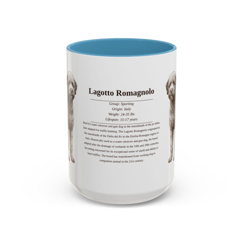 15oz Lagotto Romagnolo Mug, Light Blue, front view