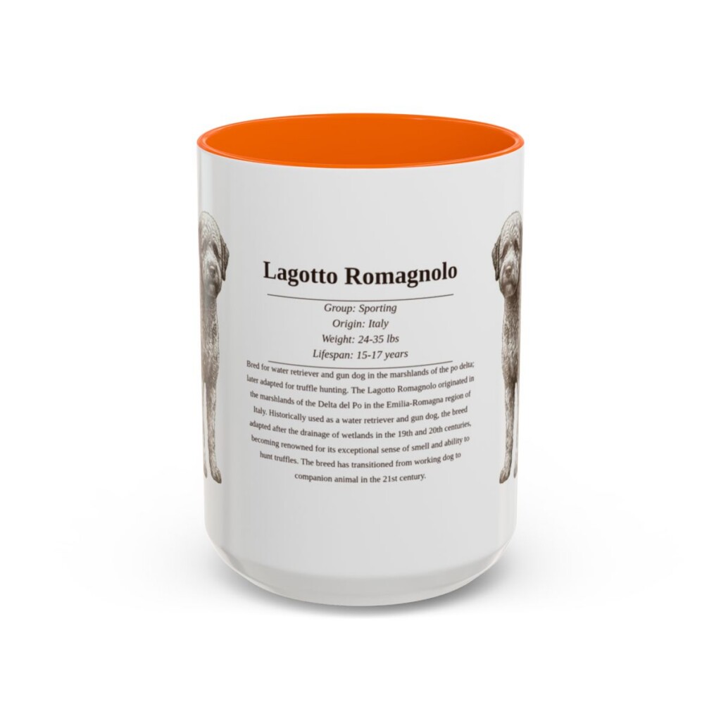 15oz Lagotto Romagnolo Mug, Orange, front view