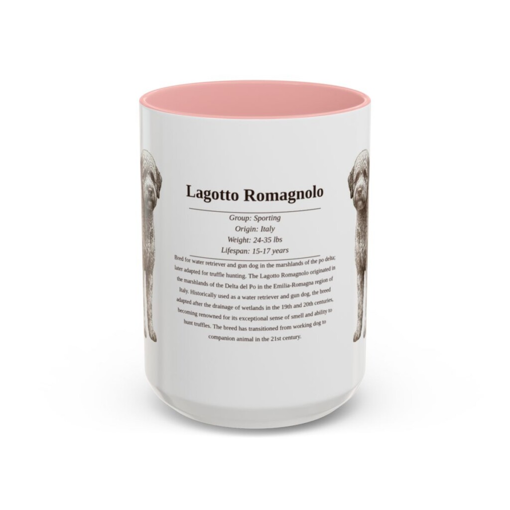 15oz Lagotto Romagnolo Mug, Pink, front view