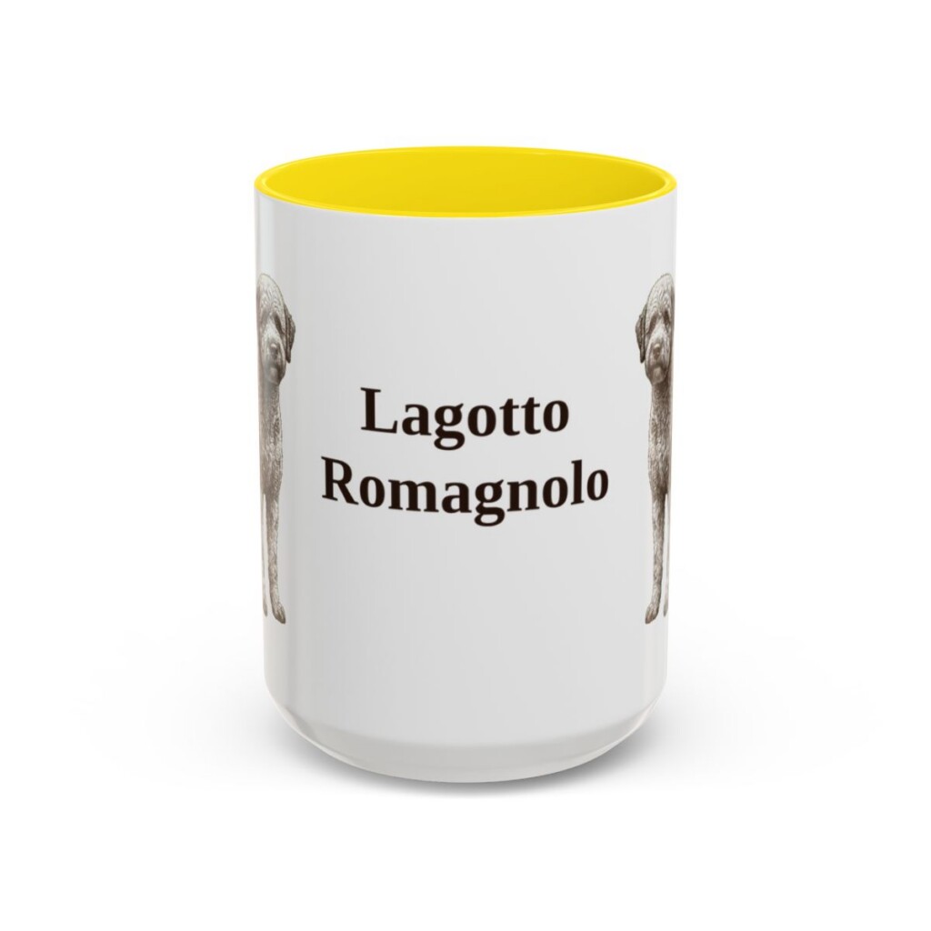 15oz-lagotto-romagnolo-mug-yellow 15oz Lagotto Romagnolo Mug, Yellow, front view