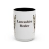 15oz Lancashire Heeler Mug, Black, front view