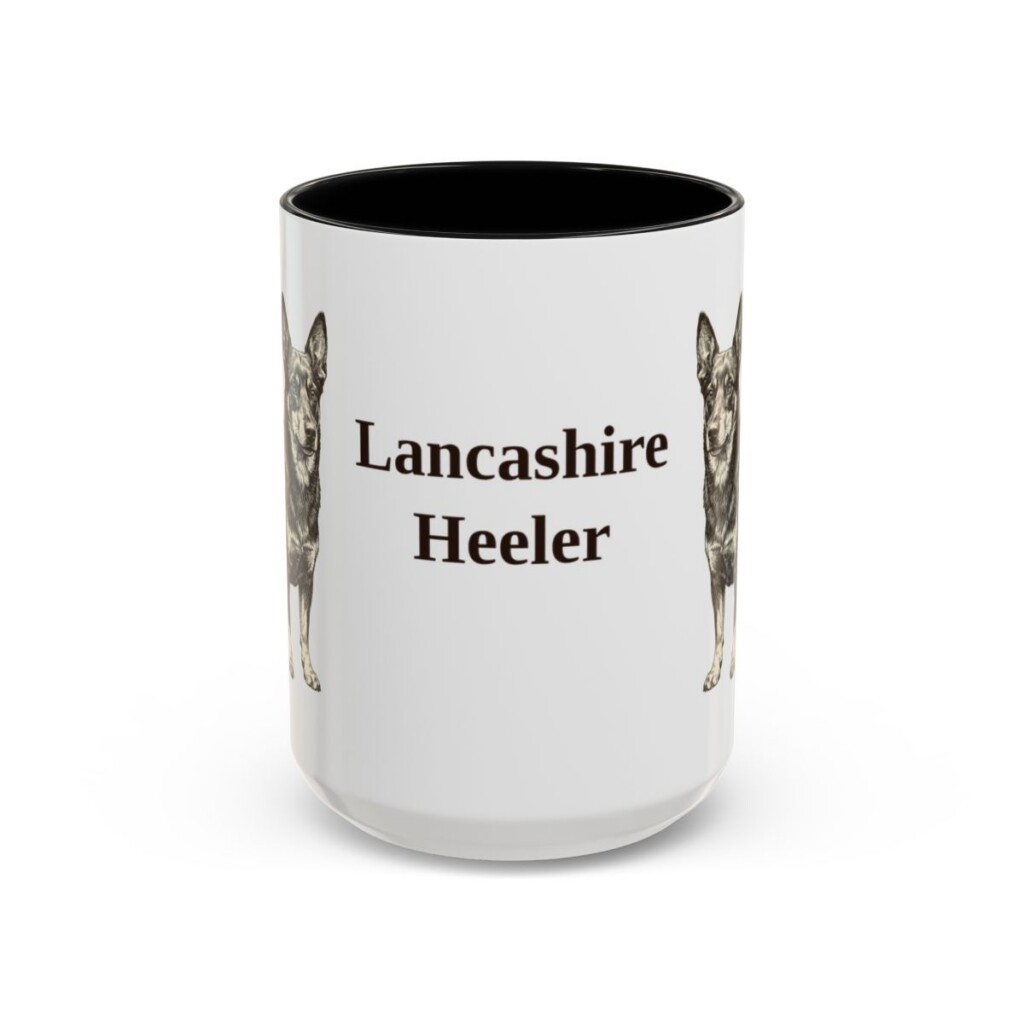 15oz Lancashire Heeler Mug, Black, front view