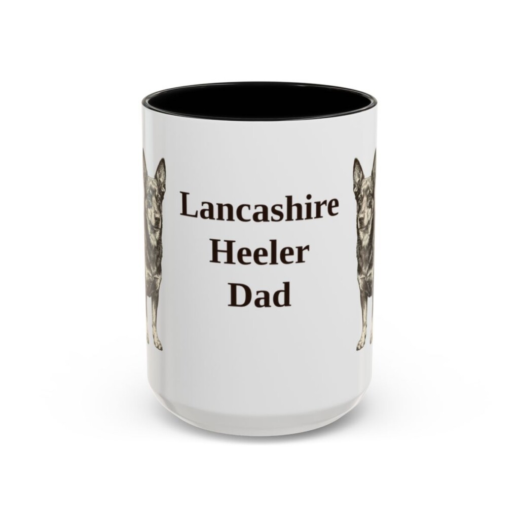 15oz Lancashire Heeler Dog Dad Mug, Black, front view