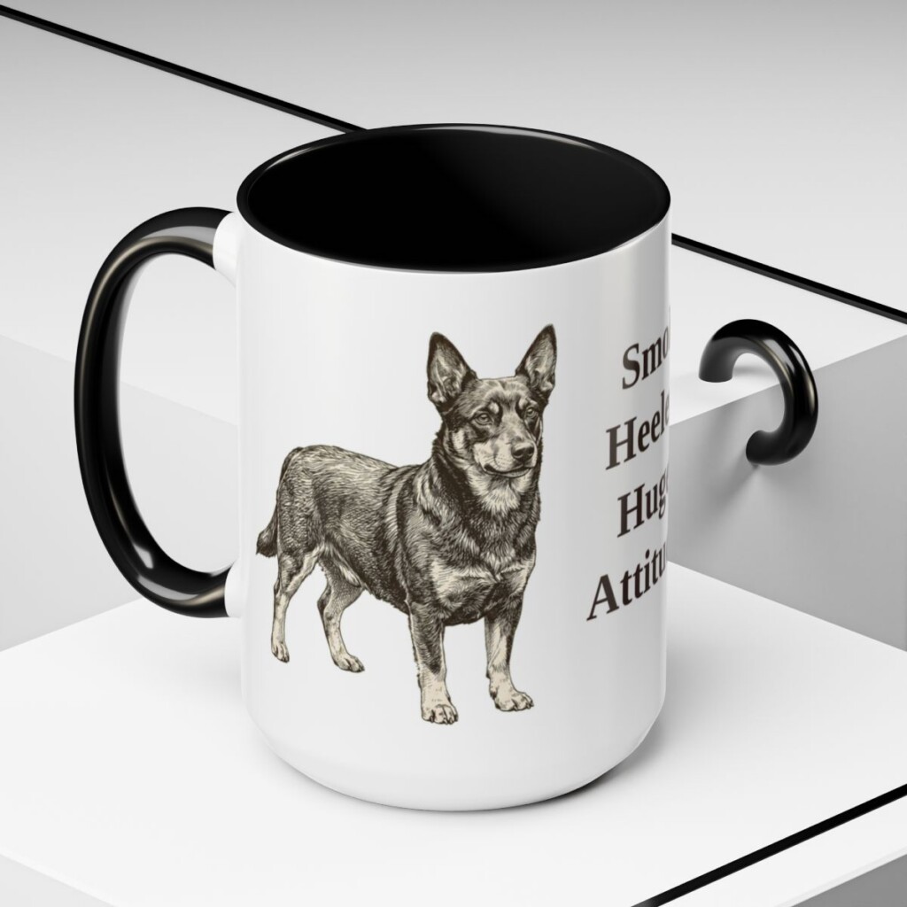15oz Funny Lancashire Heeler Mug, Black, lifestyle photo
