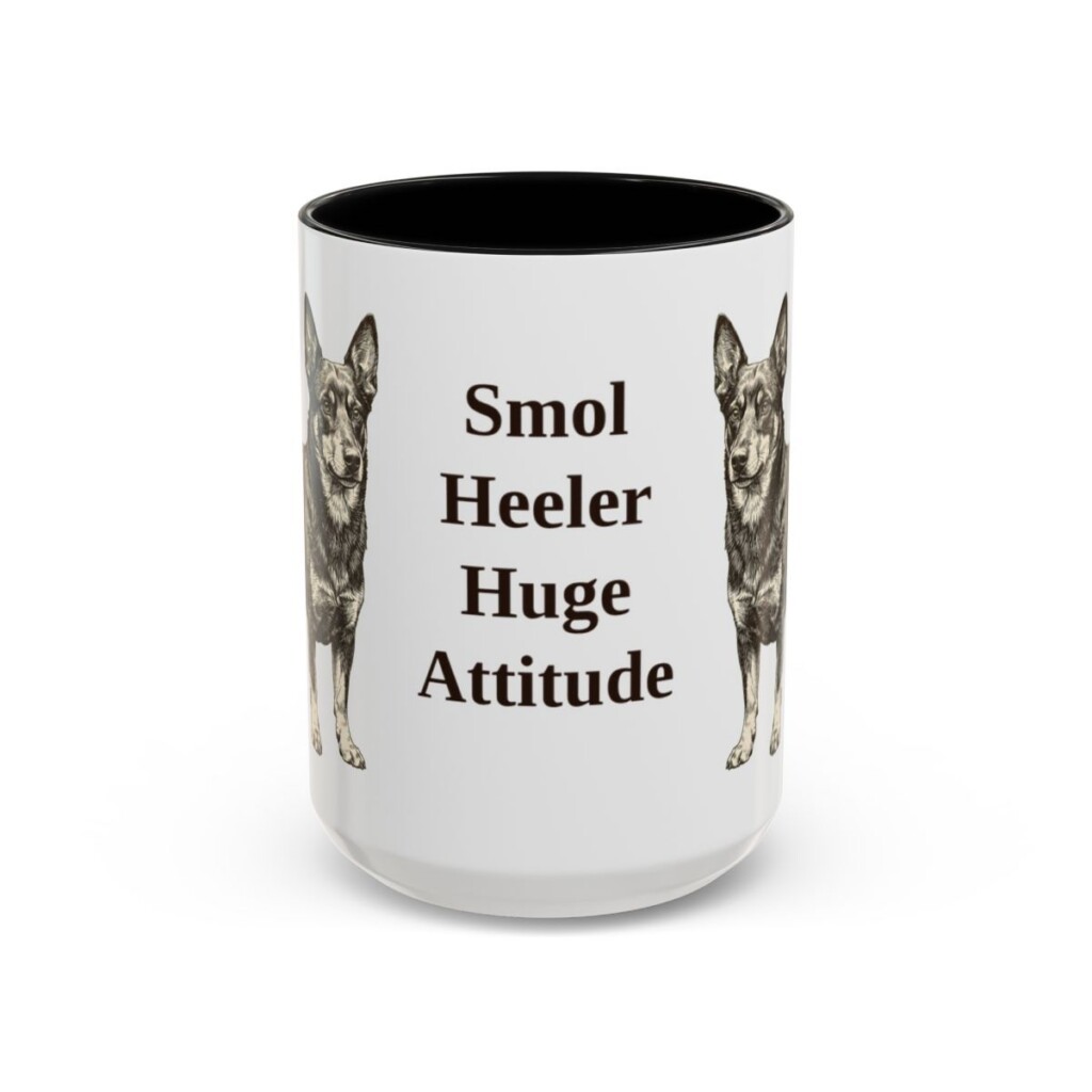 15oz Funny Lancashire Heeler Mug, Black, front view