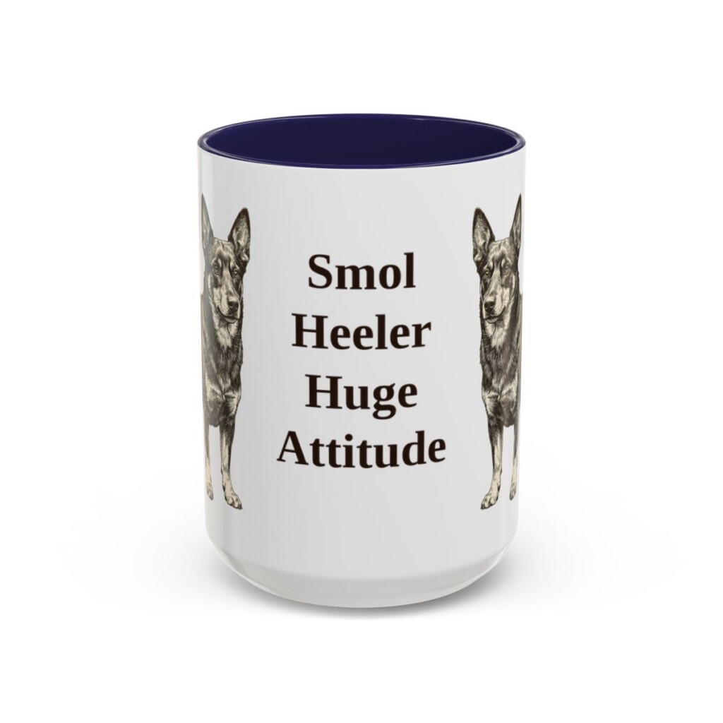 15oz Funny Lancashire Heeler Mug, Navy, front view