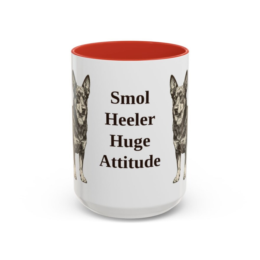 15oz Funny Lancashire Heeler Mug, Red, front view