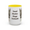 15oz Funny Lancashire Heeler Mug, Yellow, front view