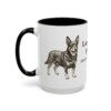 15oz Lancashire Heeler Latin Mug, Black, left side view