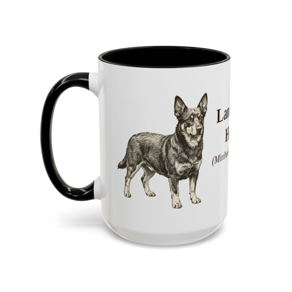 15oz Lancashire Heeler Latin Mug, Black, left side view