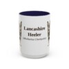 15oz Lancashire Heeler Latin Mug, Navy, front view